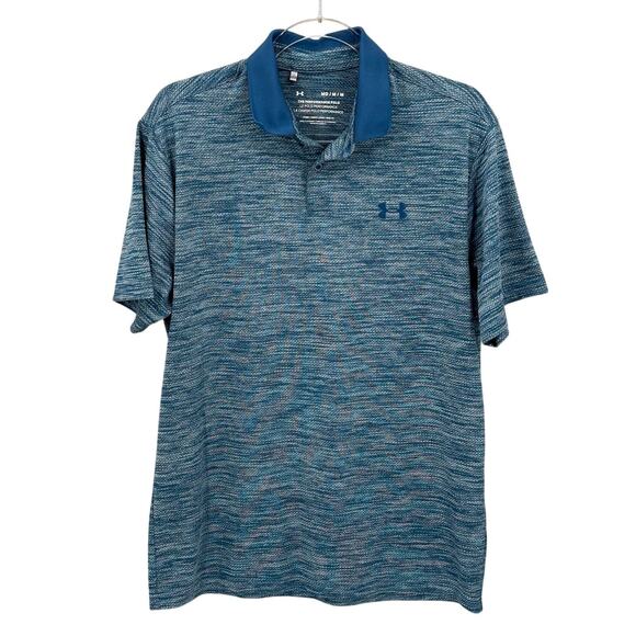 Under Armour Shirt Mens Medium Teal The Performance Polo Stretch‎ Workout Active - Picture 1 of 8